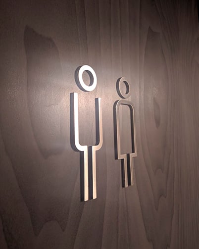 Brodyfriedman señaletica sucre señaletica acero inoxidable cortado en láser iconos de baño acero